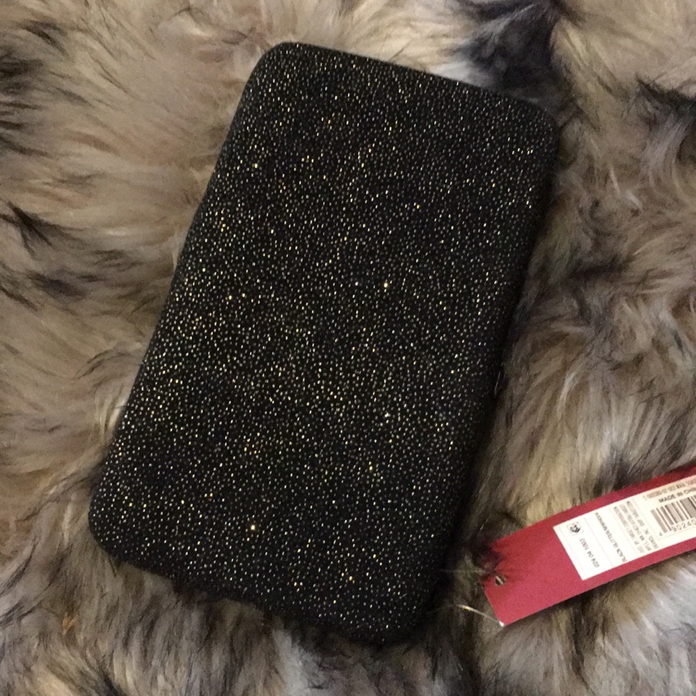 Black with gold glitter clutch
